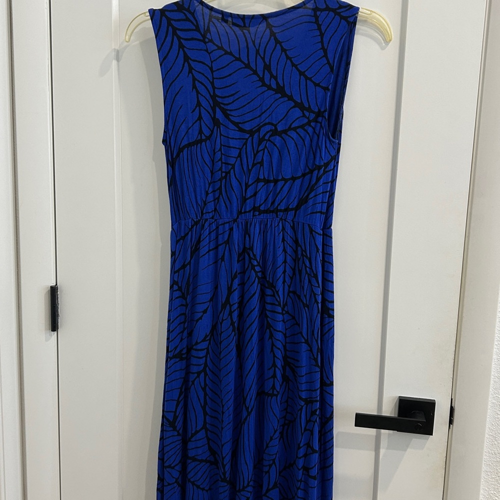 Apt. 9 Cobalt Blue Maxi Dress with Black Palm Leaf Design |Size PSmall - Picture 7 of 12